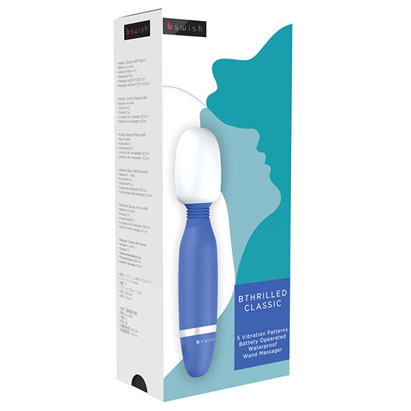 B Swish - Bthrilled Classic Wand Vibrator Classic Denim, Silky Silicone, 5 Vibration Functions, Water Resistant