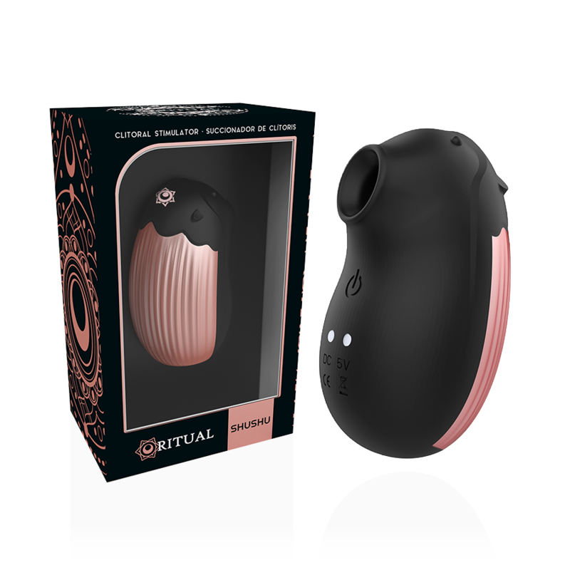 Rithual - Shushu 2.0 - New Generation Vibrating Clitoris Suction Stimulator, Extra Soft Silicone, Compact, Rechargeable, Azabache, 3 Year Warranty