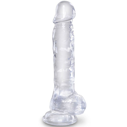 King Cock- Penis Realist Transparent Cu Bile 16,5 Cm Transparent