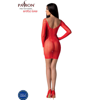 Passion Woman Bodystockings - Red Bodystocking With Sensual Pattern, One Size