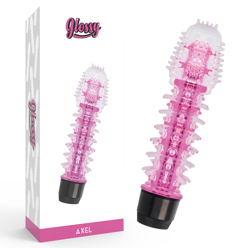 Glossy - Axel Vibrator Pink, Strong Vibrations, Made of TPE Platinum, 14cm, Works with 2 AAA Batteries