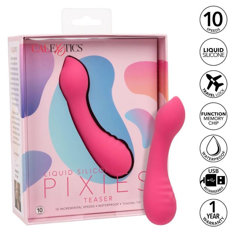 California Exotics Liquid Silicone Pixies Teaser Pink - Versatile Massager with 10 Speeds