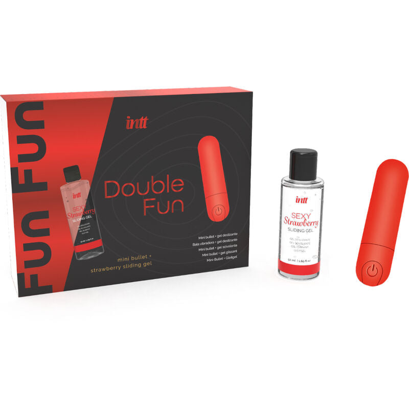 Intt Releases-  Kit Dublu De Distracție Cu Glonț Vibrator Și Gel De Masaj Cu Căpșuni