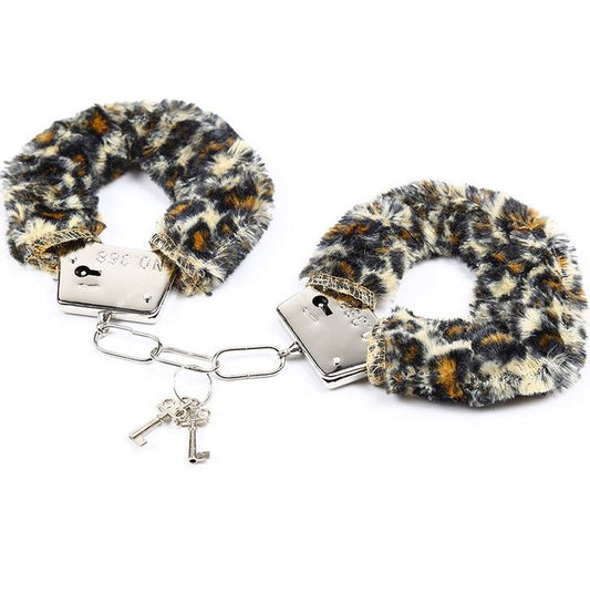 Ohmama Fetish - Tiger Pattern Velvet Wrist Cuffs with Metal Elements, Composition: 50% Polyester / 50% Iron