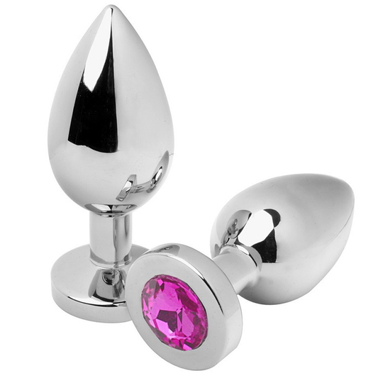 Metal Hard Diamond Anal Plug Medium Pink 7.62 cm - Elegance and Anal Pleasure with Hard Metal