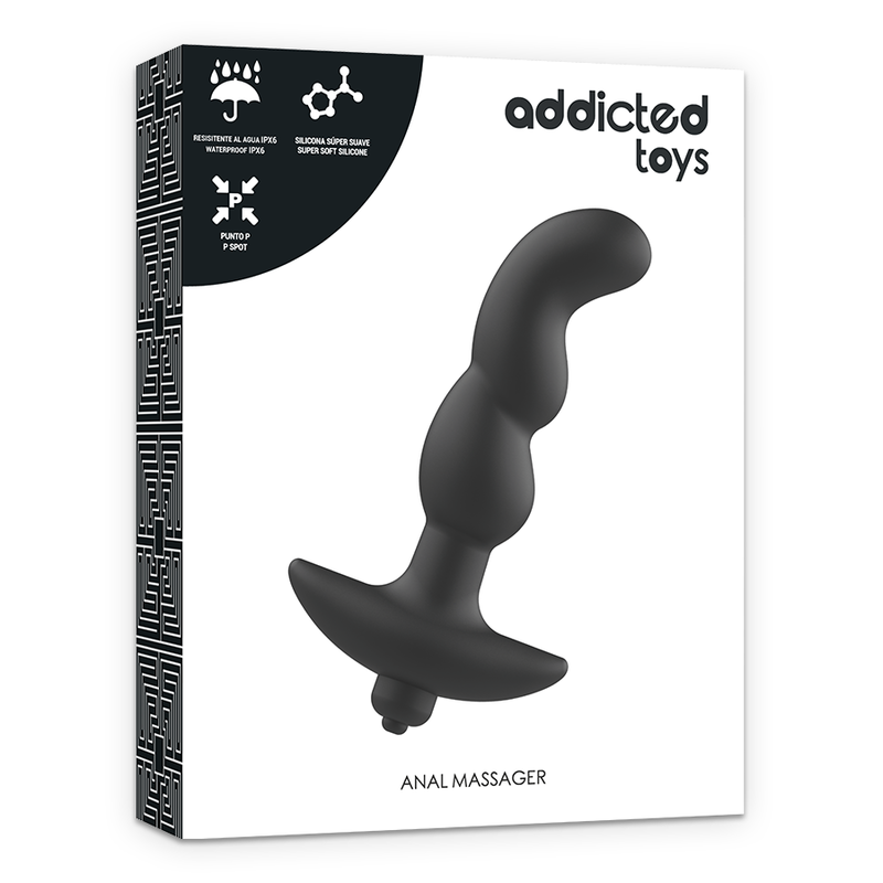 Addicted Toys Black Vibrating Anal Massager Toys Model 2 - Prostate Stimulation Waterproof Soft Silicone