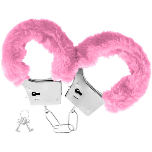 Ohmama - Pink Fur Pleasure Handcuffs - BDSM Accessories With Metal Chain For Intense Sensations