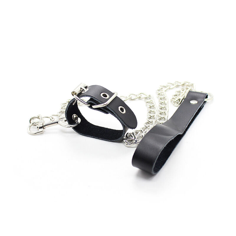 Ohmama Fetish - Penis Necklace and Leather Strap with Metal Chain (Adjustable Strap)