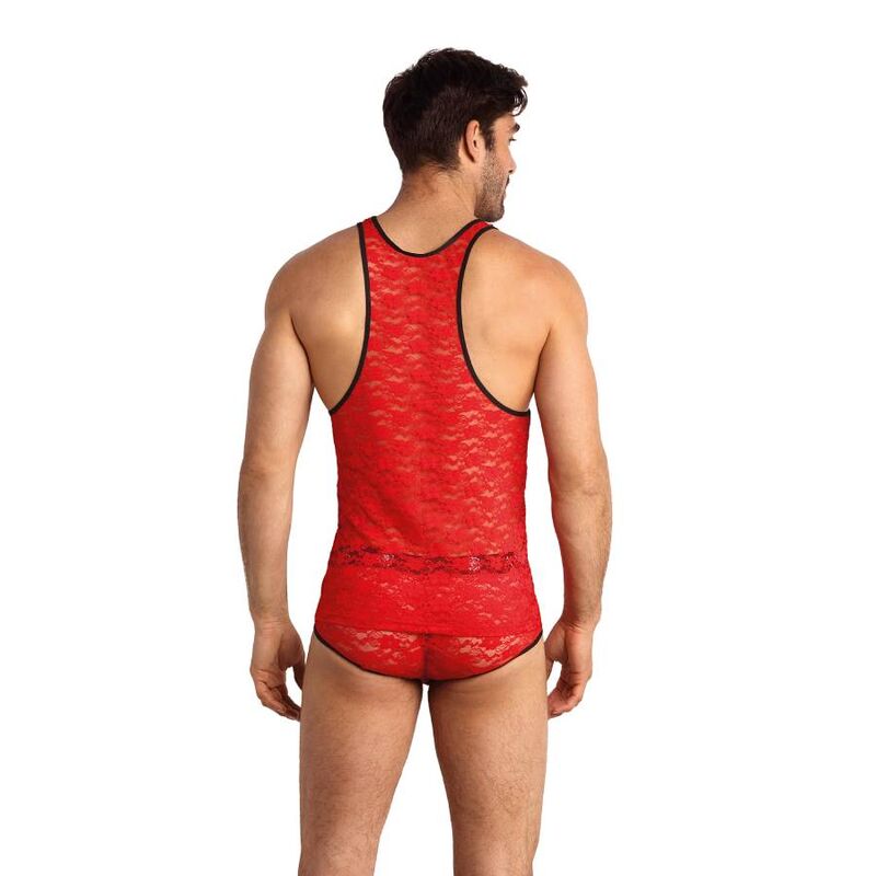 Anais Men Accesories - Top Brave XL, Delicate Red Lace with Floral Print, Composition: 95% Polyester, 5% Lycra, Size: XL