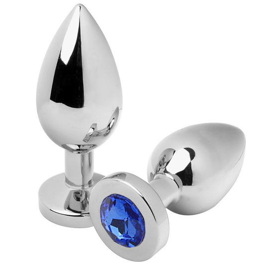 Metalhard Small Blue Diamond Anal Plug 5.71 cm - Polished Stainless Steel, Metal Hard