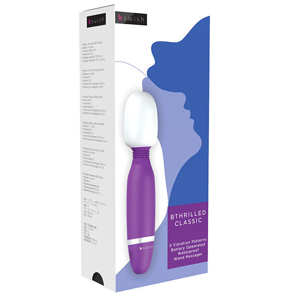 B Swish Bthrilled Classic Massager Purple, 5 Vibration Functions, Silky Silicone, Waterproof