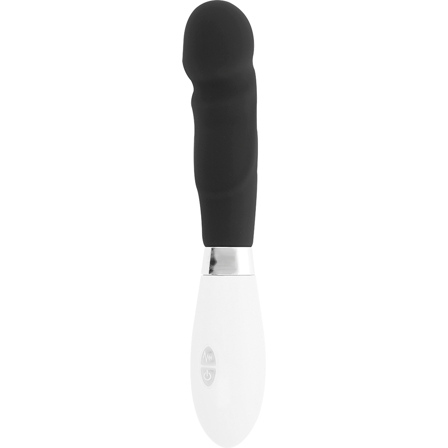 Glossy - Paul Vibrator Black, Realistic with 10 Functions, Total Length 12cm, Silicone Material, Works with 2 AAA Batteries