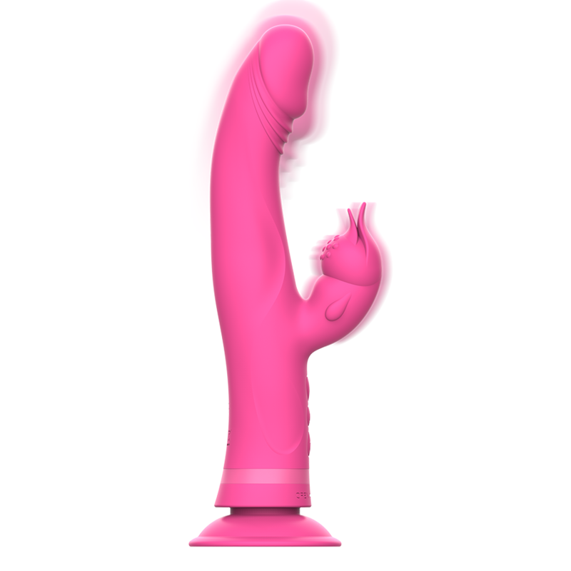 Intense Fun - Rabbit Silicone Pink Vibrator, Water Resistant, Rechargeable, 3 Motors, Dimensions: 11 cm x 3.7 cm, 30 Vibration Modes, Soft Silicone, IPX8