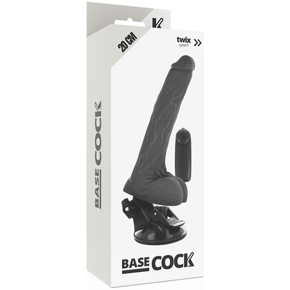 Basecock - Realistic Black Vibrator With Remote Control And Testicles 20 cm