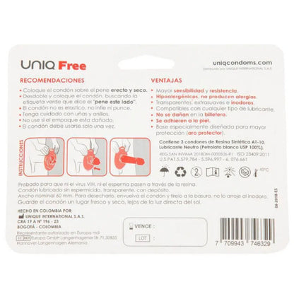 Uniq-  Prezervative Fără Latex Cu Inel De Protecție 3 Unități