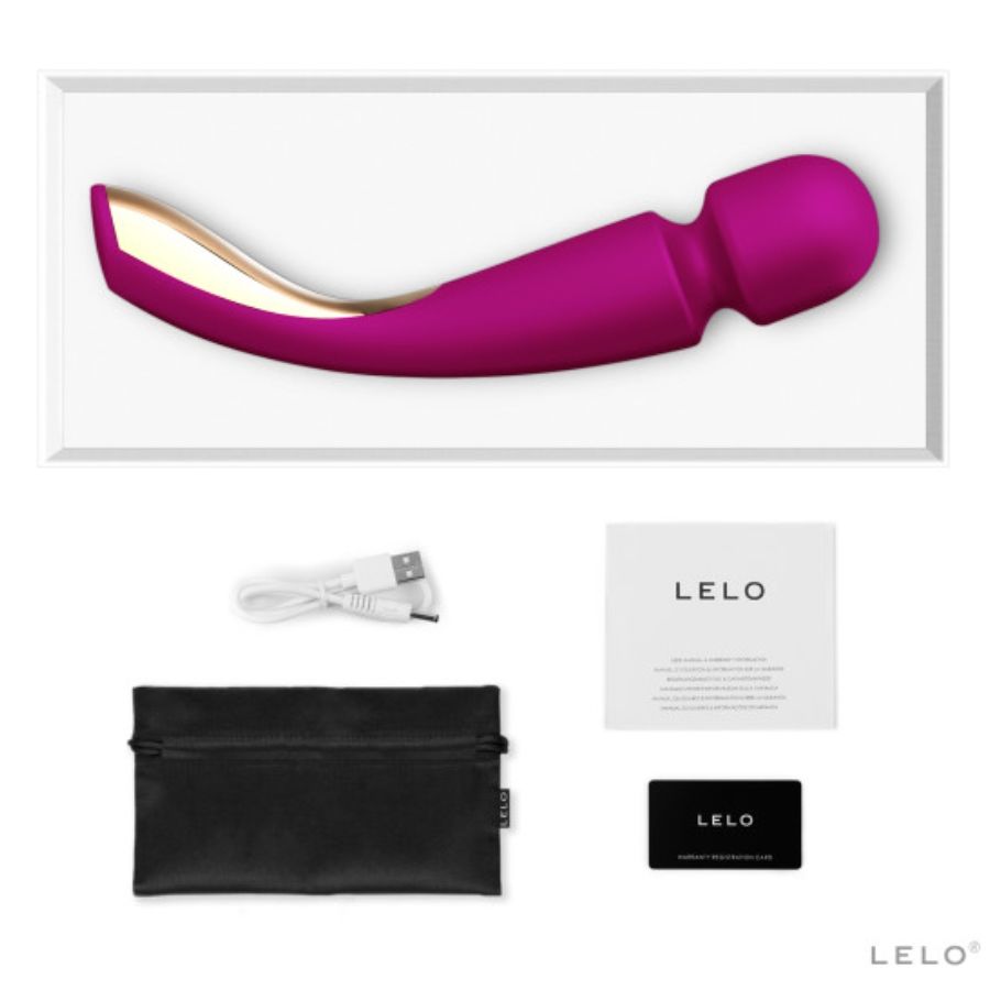 Lelo - Smart Wand 2 Deep Rose, Body Massager with 10 Massage Patterns, USB Rechargeable, Extra-Soft Silicone