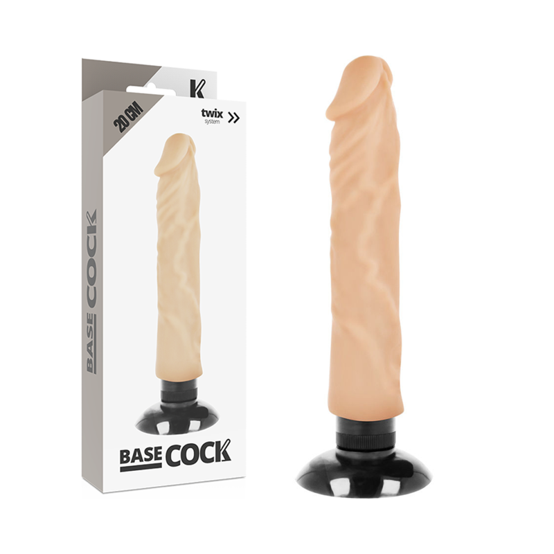 Basecock - Realistic 2-in-1 Flesh Vibrator, 20 cm