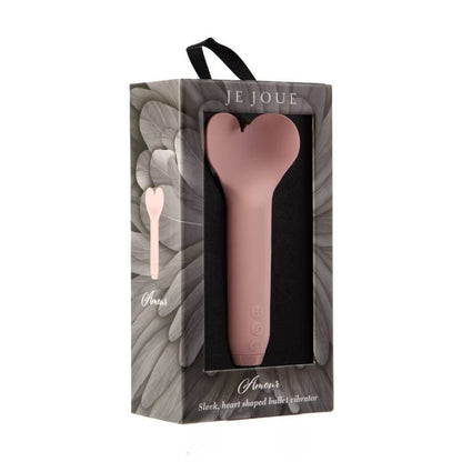 Je Joue - Amour Bullet Pale Rosette, Heart-Shaped Compact Vibrator, 5 Speeds and 7 Patterns, Waterproof, USB Rechargeable, Dimensions: 137.6mm x 55mm x 25mm