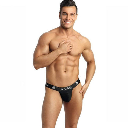 Anais Men - Petrol Black Microfiber Thong With Sharp Cut S