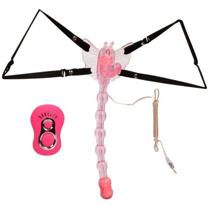 Baile Stimulating - Triple Vibrator Butterfly Strap, 7 Functions, Material: TPR, Remote Control, Elastic Straps, 3 AAA Batteries