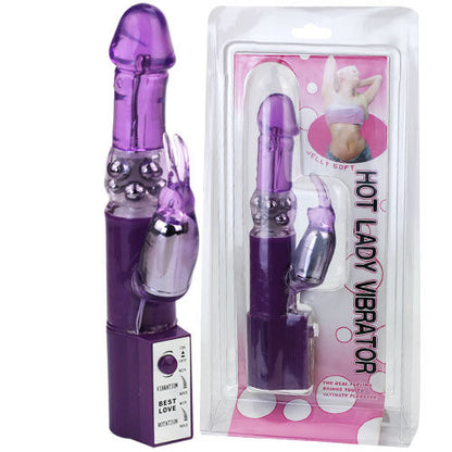 Baile Rotations - Hot Lady Rabbit Purple Rabbit Pearl with Multi-Speed ​​Vibration and Rotation, Metal Beads, Works with 3 AA Batteries, Material TPR / ABS, Dimensions: 24 cm x 3.6 cm, Color Purple