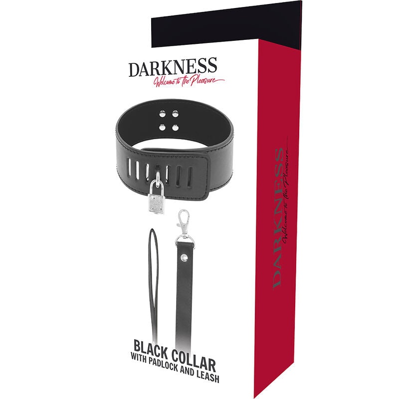 Darkness Bondage - BDSM Collar with Black Lock, Neoprene and Puleather, BDSM