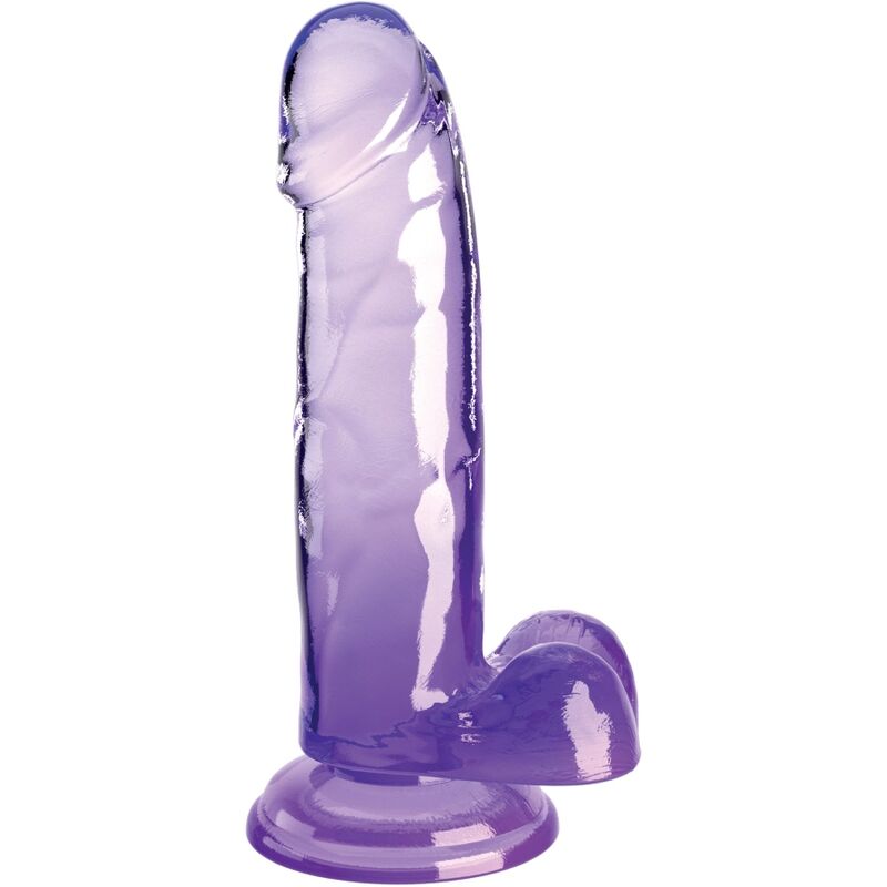 King Cock- Penis Realist Transparent Cu Bile 15,2 Cm Violet