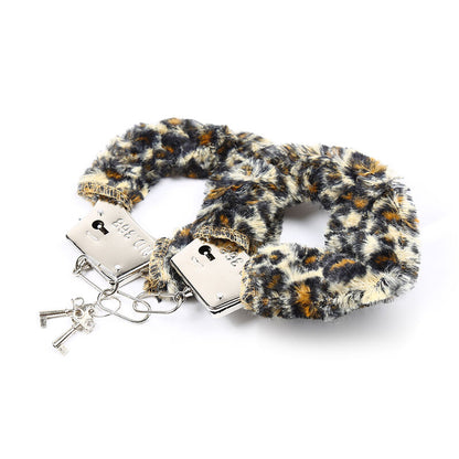 Ohmama Fetish - Tiger Pattern Velvet Wrist Cuffs with Metal Elements, Composition: 50% Polyester / 50% Iron