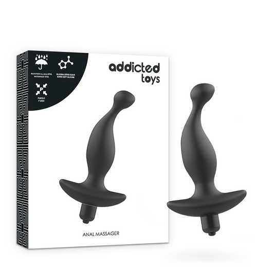 Addicted Toys Black Vibrating Anal Massager Toys Model 1 - Prostate Stimulation Waterproof Soft Silicone