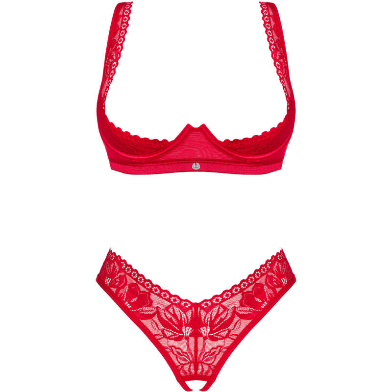 Obsessive Sets - Red Lacelove Cupless Two Piece Set XS/S