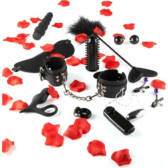 Toyjoy - Spouse Pleasure Kit, Penis Sleeve, Vibrating Eggs, Nipple Clamps, Vibrator, Butt Plug, Chinese Balls, Vibrator Ring, Mask and Whip