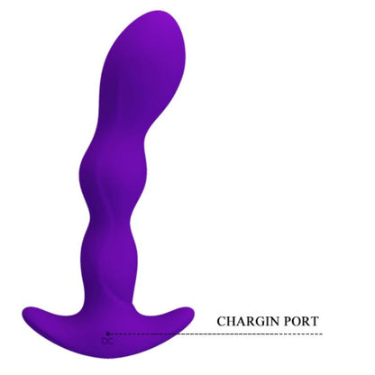 Pretty Love Bottom 12 Function Vibrating Anal Massager, Purple, USB Rechargeable, Textured, Prostate Stimulator, G-Spot