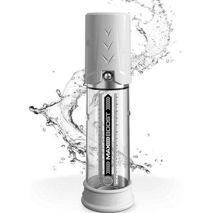 Pump Worx - Max Boost White, Manual Penis Pump with Piston Action, Crystal Tube, Silicone Sleeve, 28.6cm Length, Phthalate Free