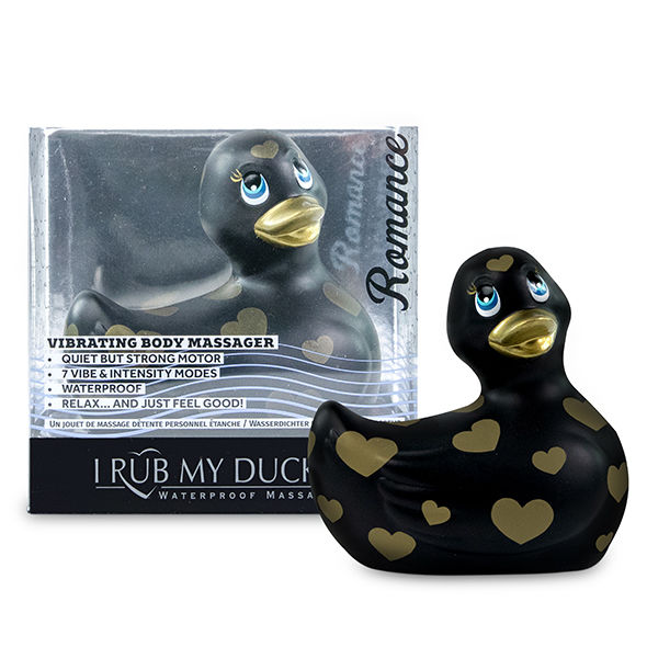 Big Teaze Toys - I Rub My Duckie 2.0 | Romance (Black Gold) - Waterproof Rubber Duck Massage Vibrator with 7 Vibration Modes