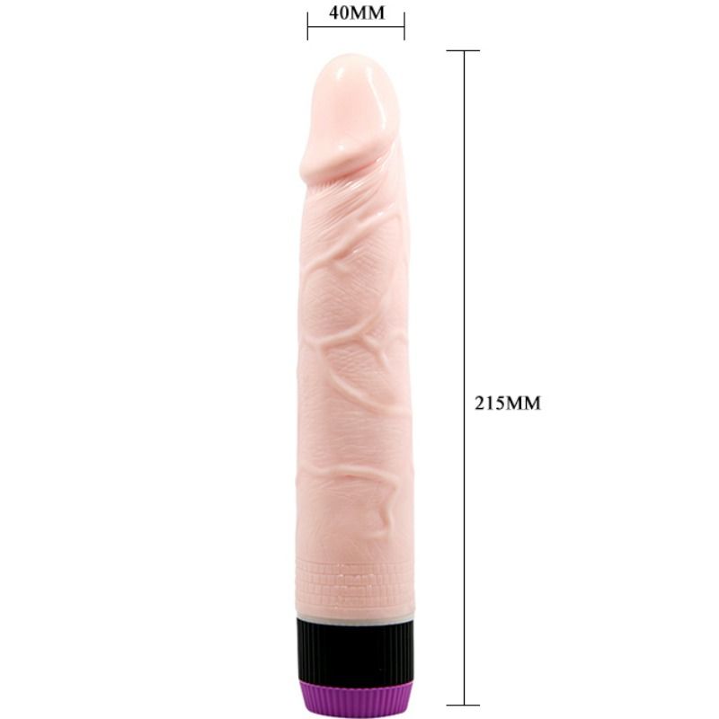 Baile Vibrators - Adour Club Realistic Vibrator 21.5 cm, Flesh Color, Ribbed Texture, Powerful Vibrations, Easy to Use and Clean, With Multiple Speeds