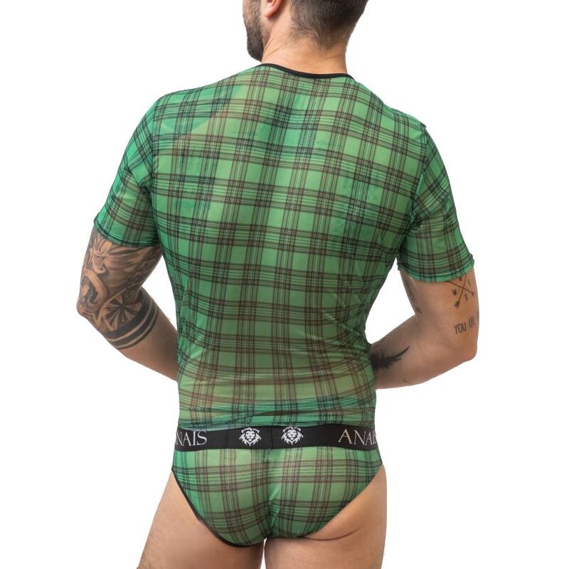 Anais Men Accesories - Magic T-Shirt S Green Black Plaid Pattern Lycra Men's T-Shirt High Quality Underwear Size Guide Available