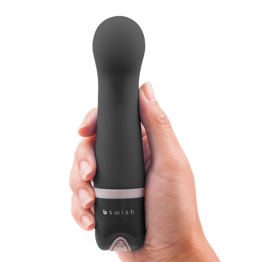 B Swish - Bdesired Deluxe Curve Black, 6 Functions Curved Silicone Massager, Total Length 15.24cm, Waterproof