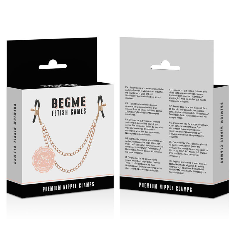 Begme Black Edition - Premium Nipple Clamps Unisex Stainless Steel BDSM Set Black Edition