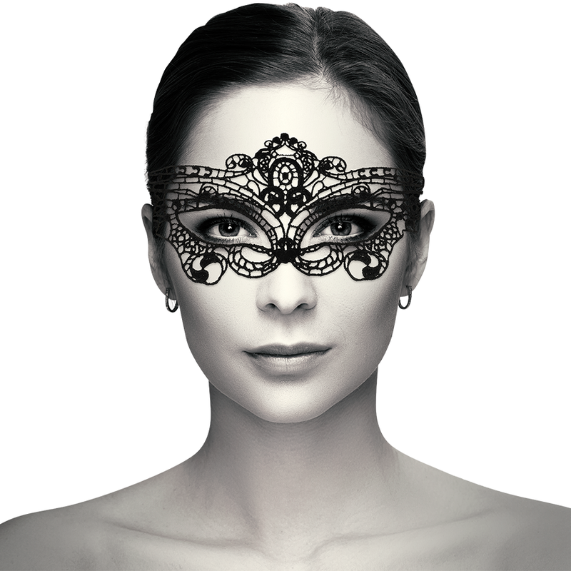 Coquette Accessories - Fine Black Lace Eye Mask With Elegance Design