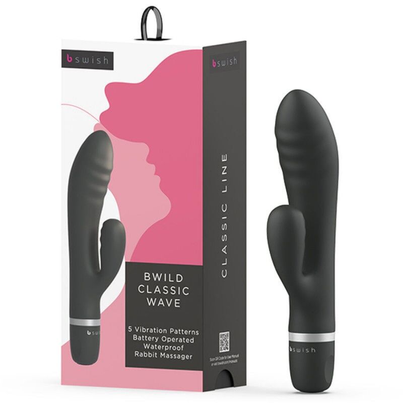 B Swish - Bwild Classic Wave Vibrator Black, Silicone, Waterproof, Powered by 2 x AAA (included), 5 Functions