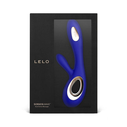 Lelo Soraya Wave Deep Rabbit Vibrator Midnight Blue, Luxury Vibrator with WaveMotion Technology, Dual Clitoris and G-Spot Stimulation, Soft Silicone, Rechargeable, Dimensions and Features