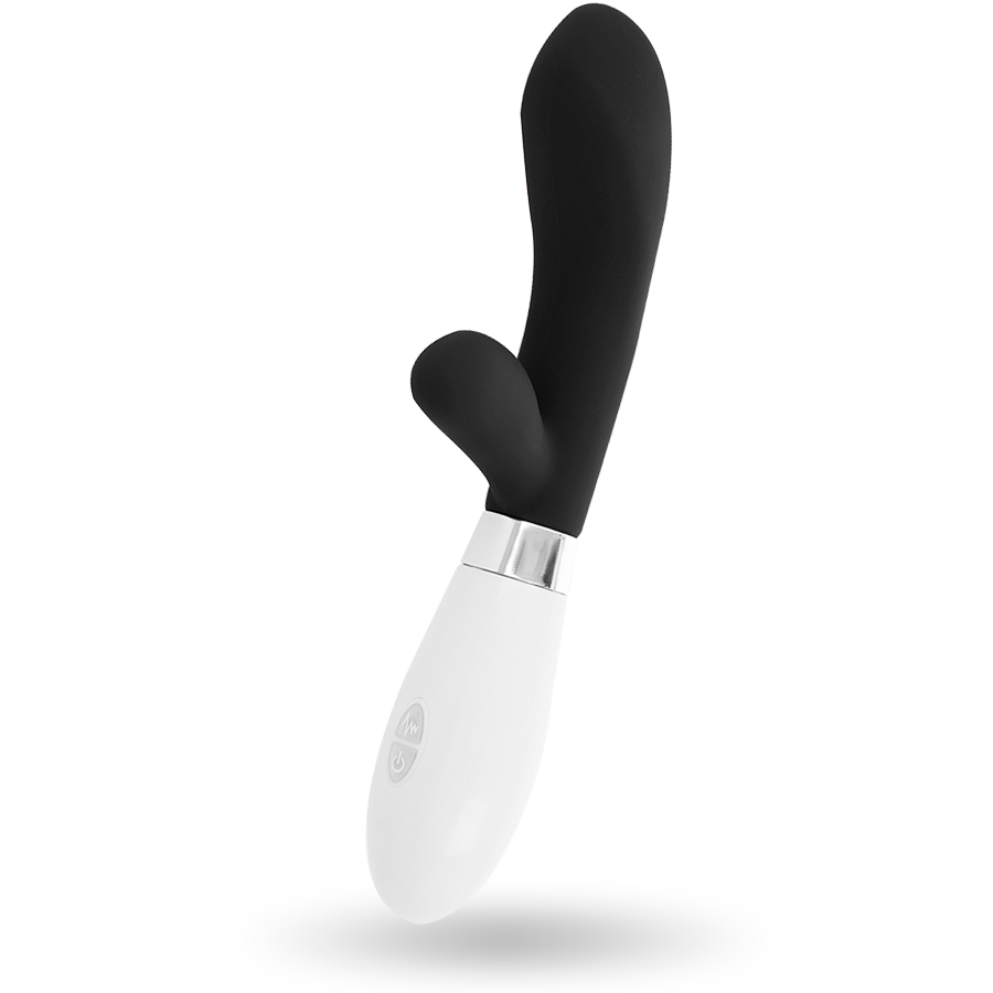 Glossy - Jackson Rabbit Black, Silicone Vibrator with 10 Functions, 12cm, Operates on 2 AAA Batteries