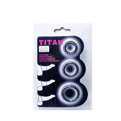 Baile For Him-  Titan Set 3Pcs Inel De Penis Negru 2.8 + 2.4 + 1.9 Cm