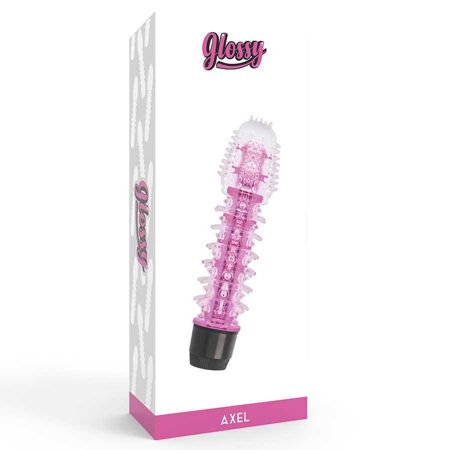 Glossy - Axel Vibrator Pink, Strong Vibrations, Made of TPE Platinum, 14cm, Works with 2 AAA Batteries