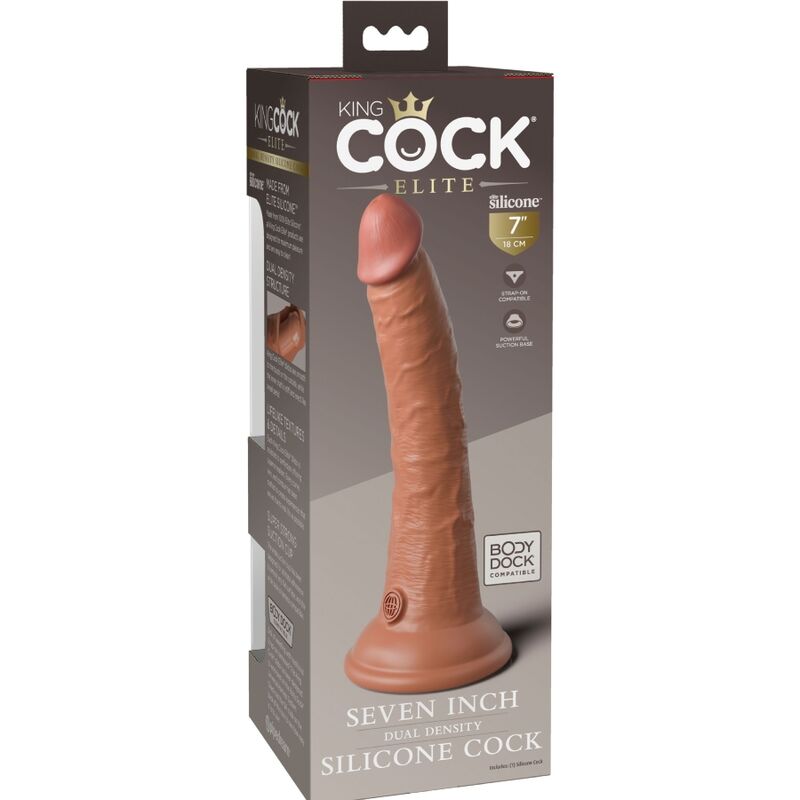 King Cock- Dildo Realist De Elită Din Silicon 17,8 Cm Caramel