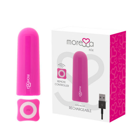 Moressa - Nix Remote Control Bullet Pink, 7 Vibration Modes, Rechargeable, Medical Silicone, Waterproof, Dimensions: 77 x 28 mm