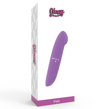 Glossy - Phil Violet Vibrator, G Spot Stimulation, Size 13cm, Powered by AA Battery