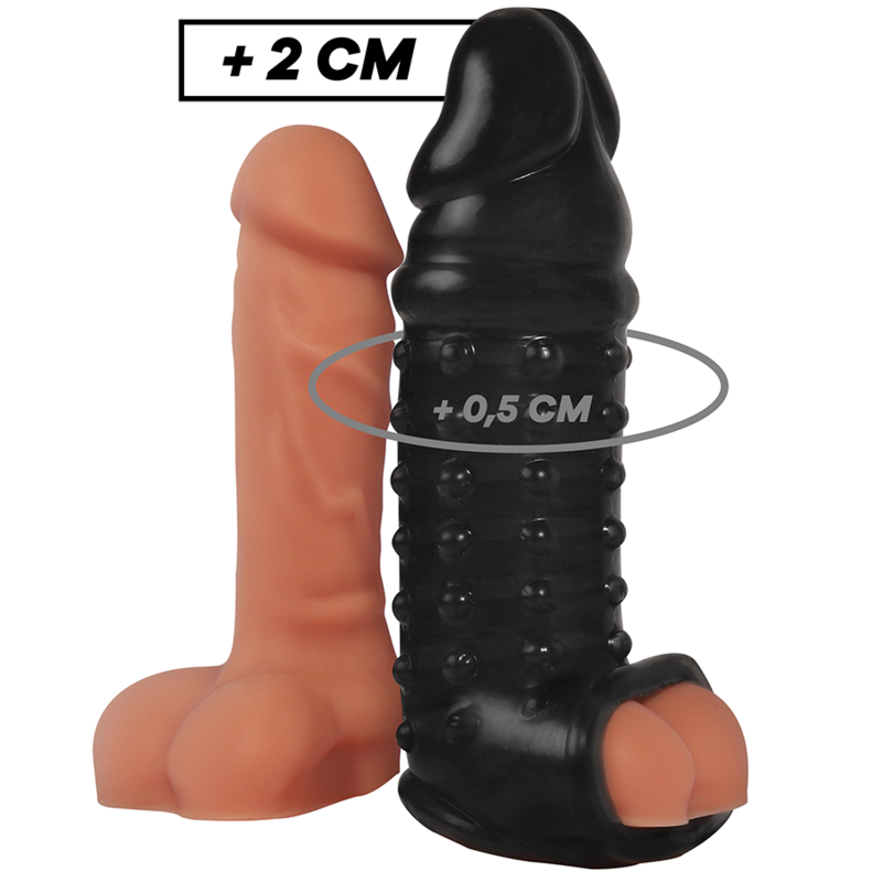 VirilXL - V11 Black Penis Extender and Sheath, 13.5cm Extra Length, 33% Added Width, Textured, Extends Ejaculation