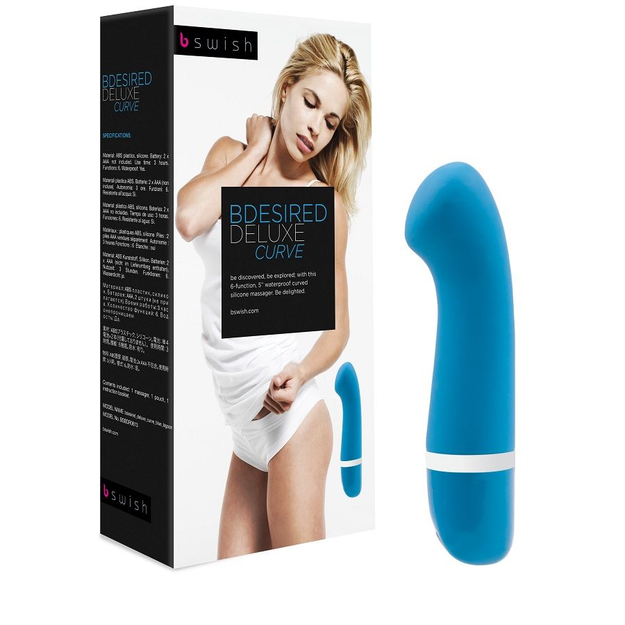 B Swish - Bdesired Deluxe Curve Blue Lagoon, Silicone Curved Vibrator, 6 Functions, Waterproof