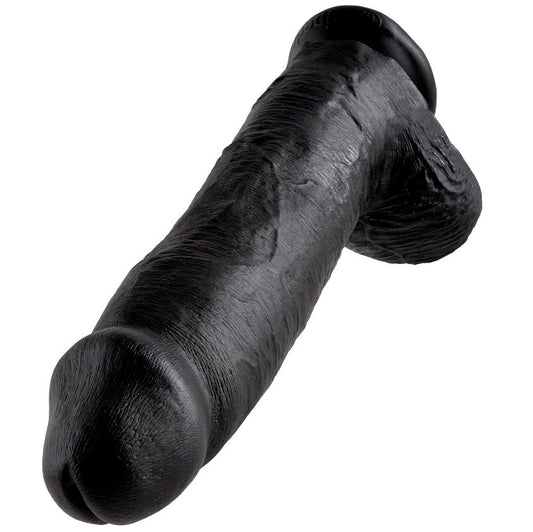 King Cock- Penis De 12" Negru Cu Bile 30.48 Cm